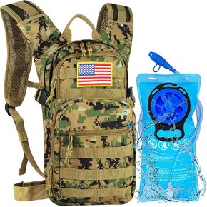 Tactical Hydration Backpack 2L Water Bladder - Lightweight Durable Pack for Hiking, Running, Outdoor Adventures, Adjustable Straps & Leak-Proof Design
