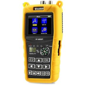 VF-6800P Satellite Signal Meter DVB-S2/T-C MPEG4 Sat Finder Meter 2.4 Inch LCD HD Digital Satellite Finder for TV Receiver, with Flashlight Compass