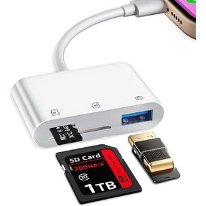 SD Card Reader for iPhone, Memory Card Veiwer Support SD and TF Card, USB Digital Camera Adapter for Lightning Devices Compatible with iPhone 13 12 11 and More