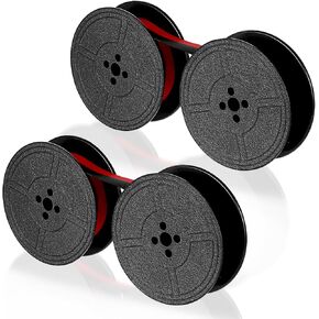 2 Pcs Universal Typewriter Ribbon, Twin Spool Ribbons Vintage Typewriter Ink Ribbon Replacement Replaceable Calculator Adding Machine Ink for Most Typewriters(Red, Black)
