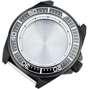 Black 43.8mm Watch Cases Modified Samurai Ceramic Bezel Screw-in Crown For Seiko nh35 nh36 Movement 28.5mm Dial Sapphire Parts Watch case