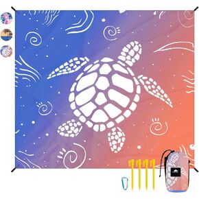 Rhino Valley Beach Blanket 84'' X 96'' for 4-8 Adults, Sandproof Beach Mat with Carrying Bag & 4 Stable Stakes, Quick Drying Outdoor Picnic Mat for Sand Travel Camping Hiking(7 * 8FT)