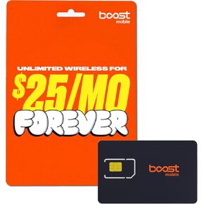 Boost Mobile SIM Kit | $25/mo. Forever Unlimited Plan with Auto-Pay | Unlimited Talk, Text & Data | First Month Included with Purchase of 3-in-1 SIM | New Customers Only in Saudi Arabia