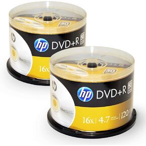 HP 100-Disc DVD+R 16x Logo Top (Yellow, 2 x 50pk Spindle)