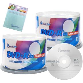 SmartBuy 100-DISC 8.5GB/240MIN 8X DVD + R DL LOGO TOP DIRCIN