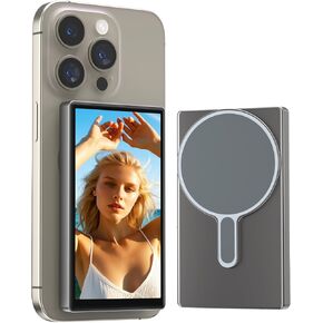 Phone Vlog Selfie Monitor Screen with Remote, Magnetic Back Camera Monitor for iPhone Android, Wireless External Selfie Mirror Screen for Vlog Live Stream TikTok