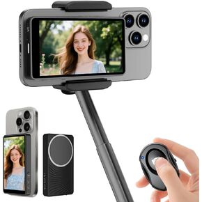 Wireless Phone Vlog Selfie Monitor Screen Magnetic Back Camera Monitor 4K 60fps Bluetooth Remote No Delay Rear Camera for Selfie Vlog Live Stream with iPhone Android Cellphone-Black