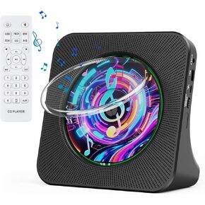 Gueray CD Player Portable Bluetooth: Desktop CD Players for Home CD Player with Timer Built-in HiFi Speakers with LCD Screen Display Home Audio Boombox FM Radio USB Type-c MP3 Music Player