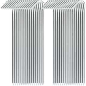 9 Inch Tent Stake Yard Inflatable Stakes Metal Tent Pegs Heavy Duty Ground Stake Fence Hooks Camping Spikes for Canopies, Tarp and Outdoor Christmas Decorations (12)