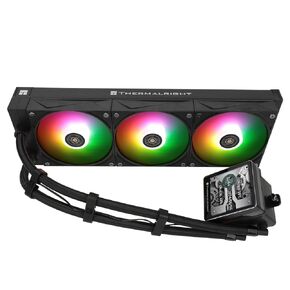Thermalright Grand Vision 360 ARGB Black CPU Water Cooler with 3 PWM Fans with 2150RPM,IPS LCD Screen with 480x480 Resolution,Liquid CPU Cooler for AM5;Intel LGA1700/1851,3.4-inch LCD Display
