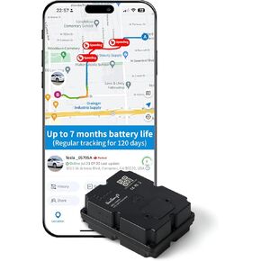 Magnetic GPS Tracker for Vehicles, Hidden Tracker Device for Car, Trailer, Up to 7 Months Battery Life, Real-Time Track, Waterproof, 5-Day Free Trial, Subscription Required