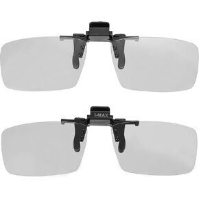 MECCANIXITY 2 Pcs Polarized Clip-on 3D Glasses, Passive Circular 3D Viewing Glasses Frames for Anaglyph Movies Theater Games TV Photo Projector