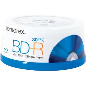 Memorex 98499 Blu-Ray Discs with 4X Write Once Bd-R and 30-Ct Spindle
