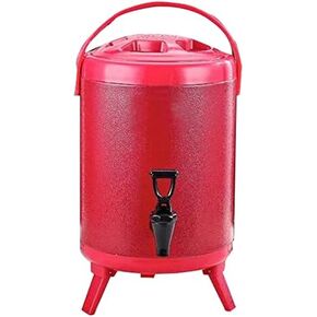 Insulated Hot Milk Tea Barrel, Stainles Steel Insulated Beverage Dispenser with Spigot, 20-Hour Hot And Cold Insulation, for Hiking/Camping,Red,12L
