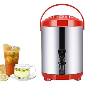 304 Stainless Steel Boiler Warmer Coffee Urn Stainless Steel Hot Water Kettle Dispenser with Cover And Spigot, Milk Tea Bucket Insulated Barrel for Hot Water Or Beverage,Black,16L