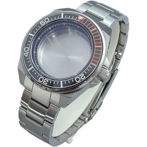 Silver 43.8mm Modified Samurai Diving Watch Case Bracelet Parts For Seiko NH35 nh36 nh38 Movement 28.5mm Dial With Chapter Ring Watch case