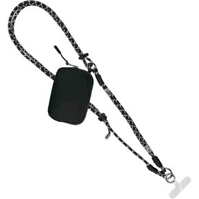 Active Single Rope Clip and Go Phone Strap (Black) – Cell Phone Lanyard for Life on The Move – Crossbody Phone Strap Chain with Zipper Wallet Pouch – Hands-Free Phone Lanyard