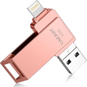MFi Certified 512GB Flash Drives 3.0 High Speed 3ni1 USB Stick External Storage Compatible for iPhone/PC/iPad/Android/More Devices for Photos and Videos Transfer Storage Backup(512GB-Pink)