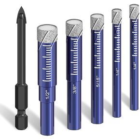 6 PCs Diamond Drill Bit Set for Porcelain, Ceramic, Glass & More - Versatile Tile Drill Bits for Efficient, Precise Drilling in Kuwait