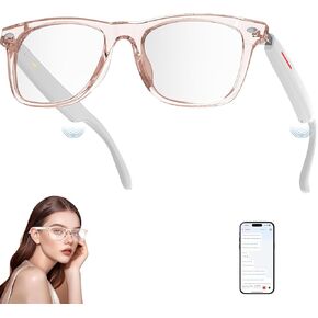 Smart Glasses with AI, Bluetooth 5.3 Glasses with 116 Language & Accents, UV Protection, Translation Glasses Lightweight for Work/Travel, Multifunctional Smart Glasses for Women(White)