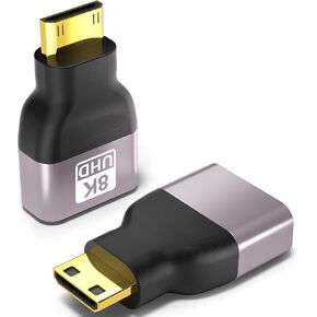 Mini HDMI to HDMI Adapter 2-Pack, Gold-Plated 8K@60Hz 4K@144Hz 2K@240Hz, High-Speed Bidirectional Adapter for Laptop, TV, Monitor, Camera, DSLR，Roku, Projector, PS5, Xbox - Compact & Durable