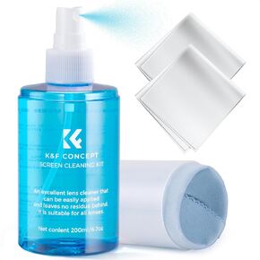 KF Concept Screen Screener Spray ، مع قطعة قماش تنظيف الألياف الدقيقة ، مجموعة تنظيف الشاشة لمس شاشة LCD LED DVD ، الهاتف الذكي ، iPad ، الكمبيوتر المحمول ، شاشة الكمبيوتر اللوحي ، شاشة الكمبيوتر ، الأجهزة الإلكترونية (200 مل)