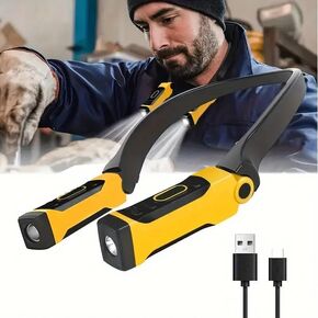 USB Rechargeable LED Neck Light Book Light for Reading, 2 Brightness Levels, Bendable Arms - Ideal for Reading, Camping, Repairing