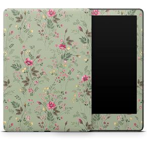 ZOOMHITSKINS Kindle Skin Compatible with Kindle Paperwhite Gen 11 (2021), Foliage Garden Green Vintage Floral Botanical Flowers, Easy Bubble-Free 3M Vinyl Skin Decal Accessories, Made in The USA