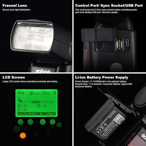 كاميرا Godox V860II-S عالية السرعة GN60 2.4G TTL ليثيوم أيون فلاش ضوء سريع مع جهاز إرسال X1T-S اللاسلكي متوافق مع كاميرا سوني و 15x17سم سوفت بوكس و فلتر USB LED in Saudi Arabia