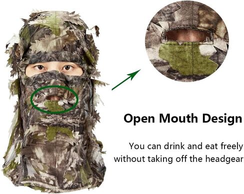 قناع التمويه الصيد غطاء الوجه الكامل ، Ghillie Camouflage 3D heady headwear قابلة للتعديل in Kuwait