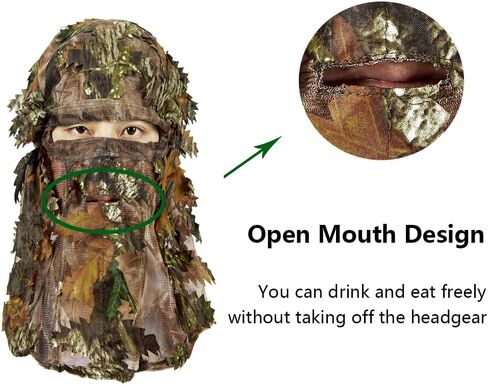 قناع التمويه الصيد غطاء الوجه الكامل ، Ghillie Camouflage 3D heady headwear قابلة للتعديل in Kuwait