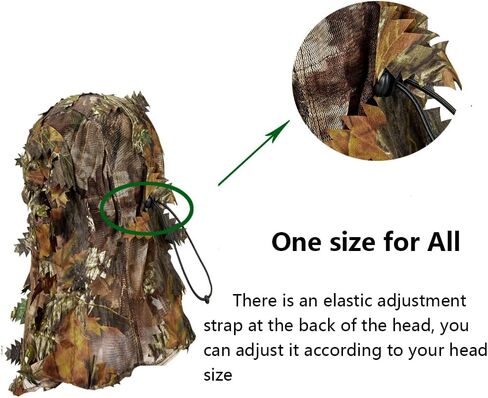 قناع التمويه الصيد غطاء الوجه الكامل ، Ghillie Camouflage 3D heady headwear قابلة للتعديل in Kuwait
