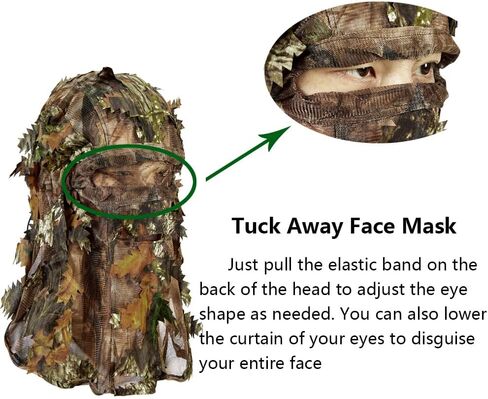 قناع التمويه الصيد غطاء الوجه الكامل ، Ghillie Camouflage 3D heady headwear قابلة للتعديل in Kuwait