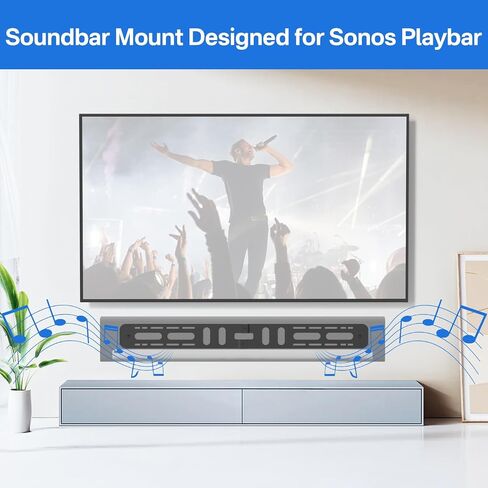 notiela Heavy-Duty Soundbar Wall Mount for Sonos Playbar Wall Mount Bracket for Space Saving - Durable Metal Mounting Bracket for Sonos Playbar Mount Under or Above TV Easy to Install in Saudi Arabia