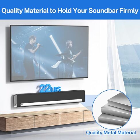 notiela Heavy-Duty Soundbar Wall Mount for Sonos Playbar Wall Mount Bracket for Space Saving - Durable Metal Mounting Bracket for Sonos Playbar Mount Under or Above TV Easy to Install in Saudi Arabia