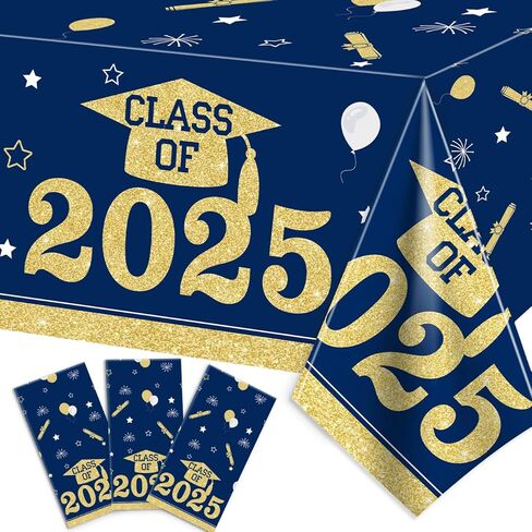 Black and Silver Graduation Tablecloths Graduation Decorations Class of 2024 3 Pcs Plastic Disposable Graduation Table Cover for 3.35 Congrats Grad Party Supplies, 43x 70 Inch in Kuwait