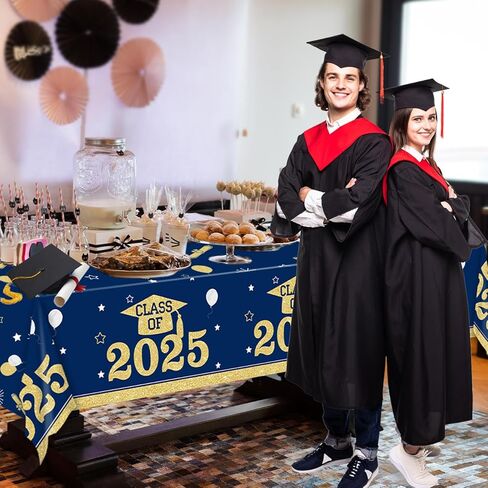 Black and Silver Graduation Tablecloths Graduation Decorations Class of 2024 3 Pcs Plastic Disposable Graduation Table Cover for 3.35 Congrats Grad Party Supplies, 43x 70 Inch in Kuwait