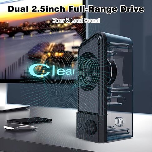 SENZER CS20 2 in 1 Bluetooth Computer Speakers for Desktop, USB Plug & Play Clear Sound PC Speakers with RGB Light, Monitor Sound Bar with Volume Knob, Gaming Speaker for PC Laptop Phone Tablet in Saudi Arabia