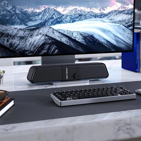 SENZER CS20 2 in 1 Bluetooth Computer Speakers for Desktop, USB Plug & Play Clear Sound PC Speakers with RGB Light, Monitor Sound Bar with Volume Knob, Gaming Speaker for PC Laptop Phone Tablet in Saudi Arabia