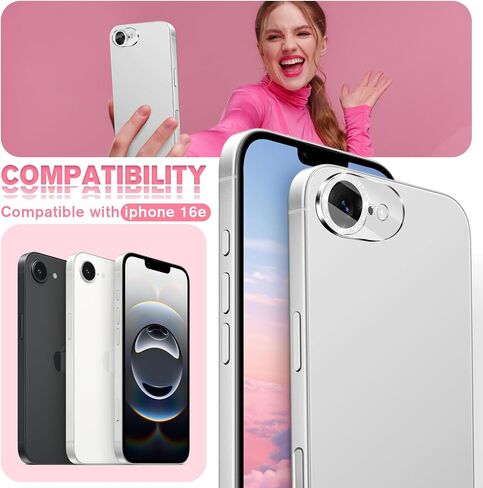 3 Pack for iphone 16e Camera Lens Protector,Bling Tempered Glass 9 Hardness,Anti-Scratch High Definition Camera Screen Protector for iphone 16e (Silver) in Saudi Arabia