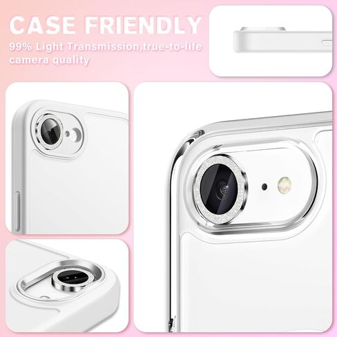 3 Pack for iphone 16e Camera Lens Protector,Bling Tempered Glass 9 Hardness,Anti-Scratch High Definition Camera Screen Protector for iphone 16e (Silver) in Saudi Arabia