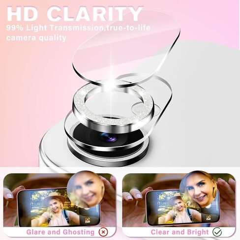 3 Pack for iphone 16e Camera Lens Protector,Bling Tempered Glass 9 Hardness,Anti-Scratch High Definition Camera Screen Protector for iphone 16e (Silver) in Saudi Arabia