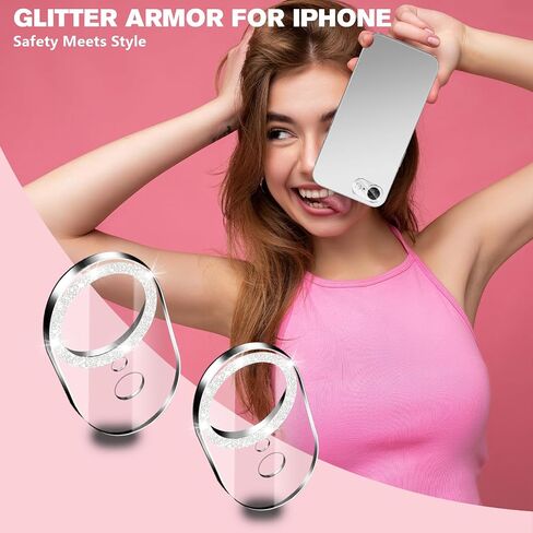 3 Pack for iphone 16e Camera Lens Protector,Bling Tempered Glass 9 Hardness,Anti-Scratch High Definition Camera Screen Protector for iphone 16e (Silver) in Saudi Arabia