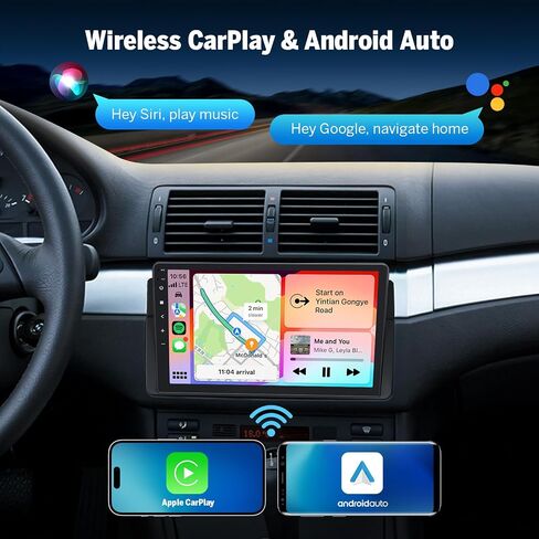 2020 أحدث نظام تشغيل Android 10 راديو السيارة مزدوج الدن، وحدة رأس أندرويد، عربة اليونون GPS الملاحة تنطبق على 3 سلسلة 1999-2004 (E46) دعم Android Auto Apple Carplay/DSP-9 بوصة -GA9450B in Kuwait