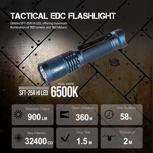 مصباح يدوي ACEBEAM TAC AA التكتيكي EDC، مصباح يدوي 750 لومن عالي قابل لإعادة الشحن، مصباح LED للجيب بطول 200 متر، مصباح يدوي صغير فائق السطوع، 519A-V1 LED 90+ ضوء فلاش CRI عالي in Kuwait