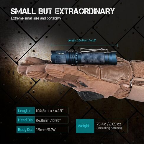 مصباح يدوي ACEBEAM TAC AA التكتيكي EDC، مصباح يدوي 750 لومن عالي قابل لإعادة الشحن، مصباح LED للجيب بطول 200 متر، مصباح يدوي صغير فائق السطوع، 519A-V1 LED 90+ ضوء فلاش CRI عالي in Kuwait