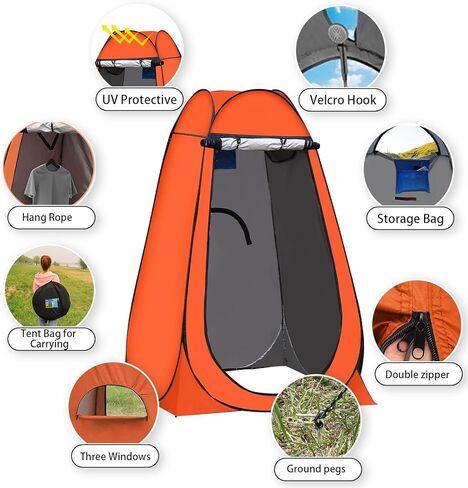 Portable Pop Up Privacy Tent, Outdoor Camping Bathroom Toilet Shower Tent Spacious Dressing Changing Room for Hiking Beach Picnic Fishing, Instant Rain Shelter with Carrying Bag- in Kuwait