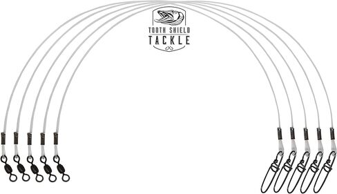 5 Pack 80 lb. Premium Fluorocarbon Tooth Shield Tackle Musky Leader Muskie Pike Leader (Crane Swivel) in Kuwait