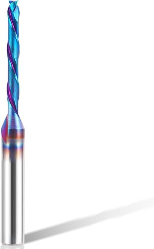 HQMaster لقمة توجيه حلزونية طويلة جدًا 1/4 بوصة ساق من الكربيد الصلب باستخدام الحاسب الآلي مع مطحنة نهاية طلاء أزرق نانو لقطع الخشب والنحت (1/4 بوصة × 1/4 بوصة × 1-1/8 بوصة × 3 بوصة قطع سفلي) in Kuwait