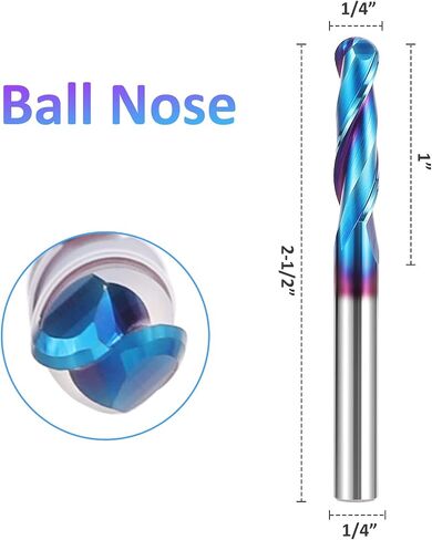 HQMaster Extra Long Spiral Router Bit 1/4 inch Shank Solid Carbide CNC Router Bit with Nano Blue Coating End Mill for Wood Cut, Carving (1/4" x 1/4" x 1-1/8" x 3" Downcut) in Saudi Arabia